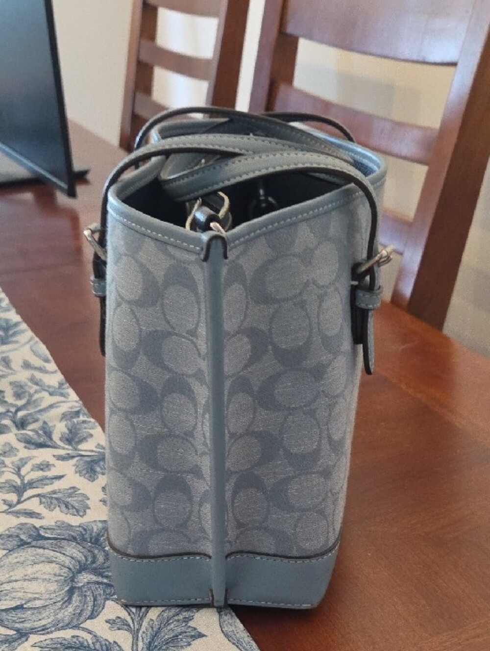 Coach Mollie Light Blue Signature Bag - Picture 3 of 8